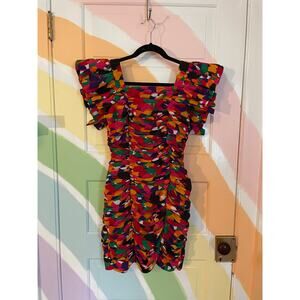 Lola Lucena Madrid Vintage Puff Sleeve Ruched Dress Sz 40 M